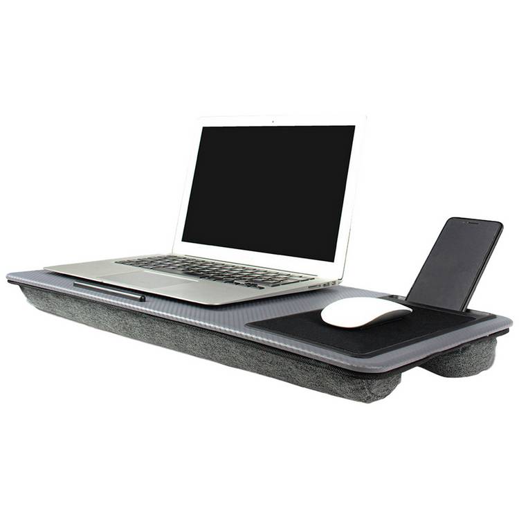 Ingenious desk lap tray with cushioned base and phone slot, imported from the UK