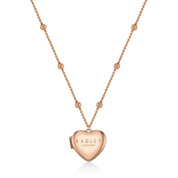 Radley ladies heart locket rose gold plated necklace, UK version