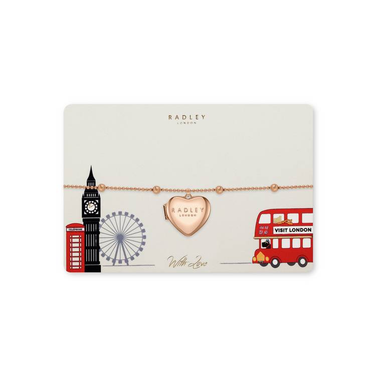 Radley ladies heart locket rose gold plated necklace, UK version