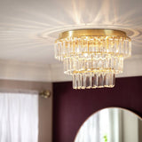 Argos Argos Home Presley Glass 3 Tier Flush Ceiling Light Brass 33cm- Buy online at McGrocer