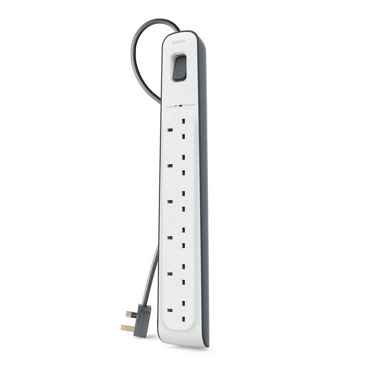 Belkin 6 socket surge protected extension lead 2m - British product