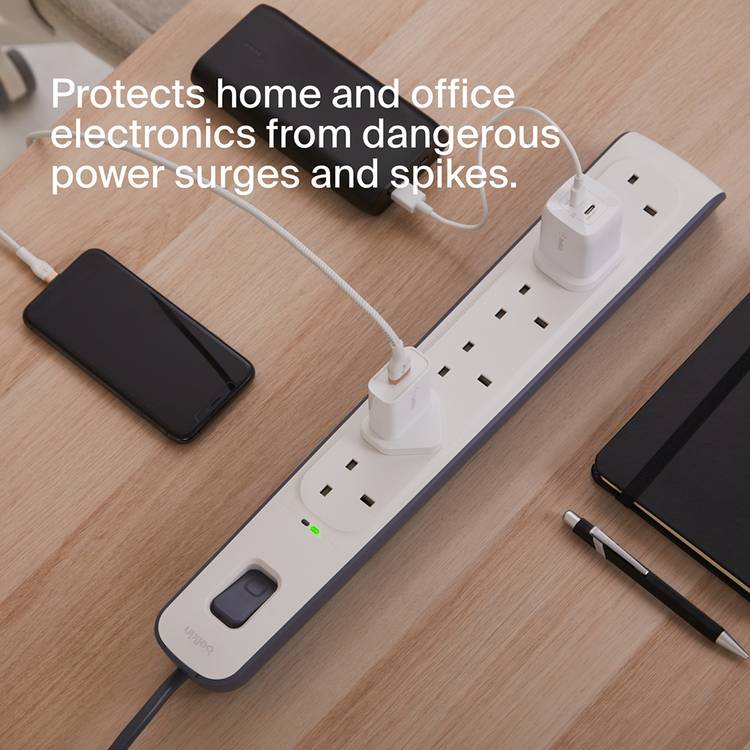 Belkin 6 socket surge protected extension lead 2m - British product