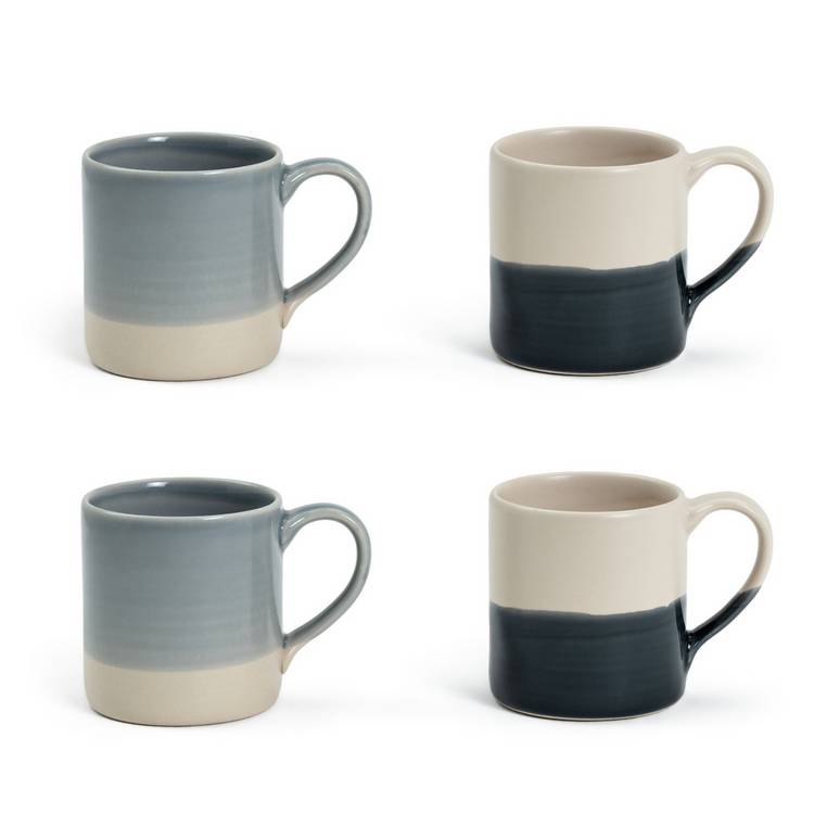 Habitat Artisan blue stoneware mug set of 4 (British brand)