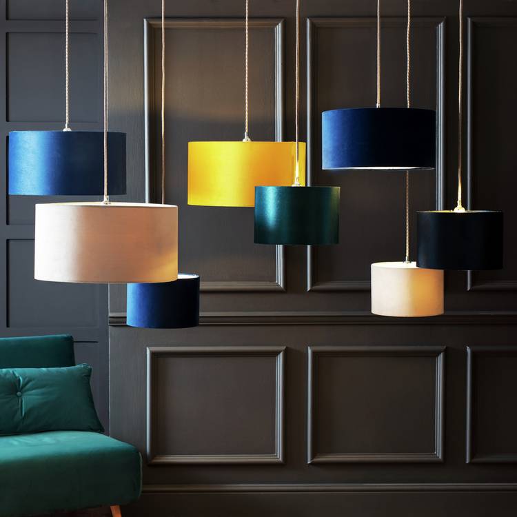 Habitat grey velvet lampshade 49cm - British product