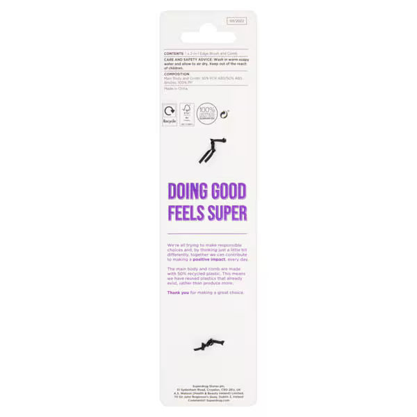 Superdrug 2-in-1 edge brush and comb styling tool (British brand)