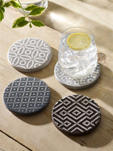 Next Grey Geo Ceramic Coasters Set of 4 9 cm Diameter- Buy online at McGrocer