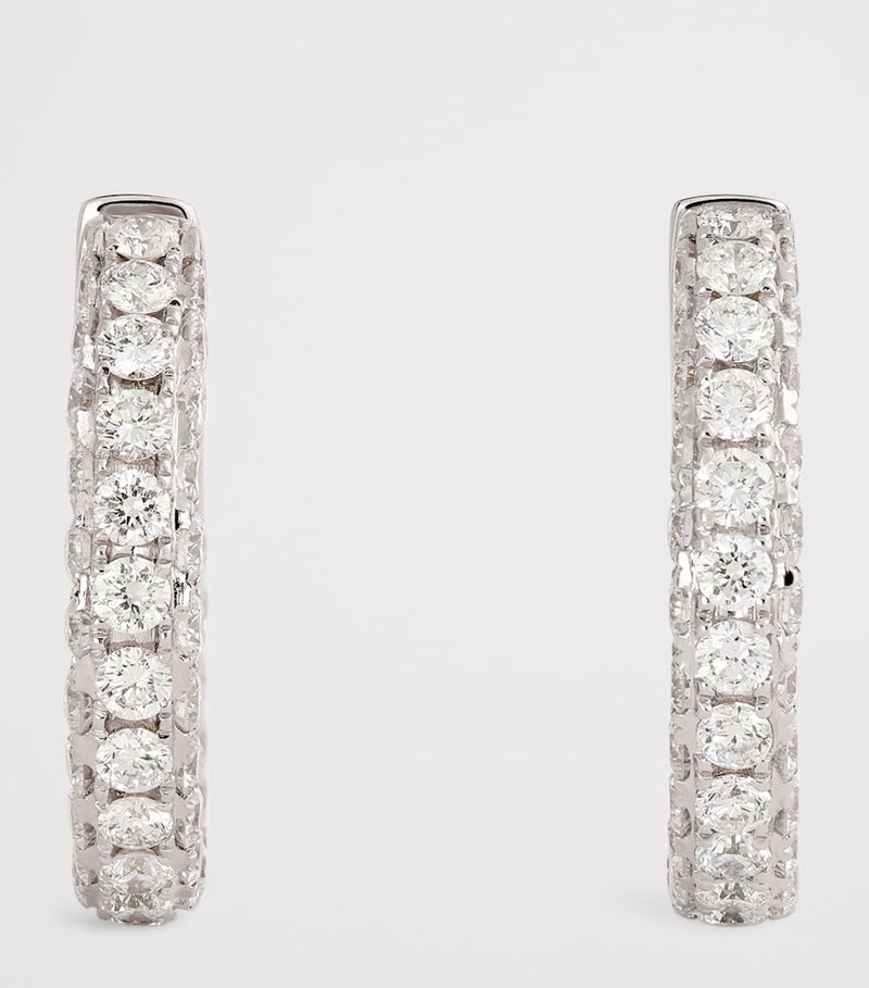 SHAY white gold diamond three-sided hoop earrings, UK version