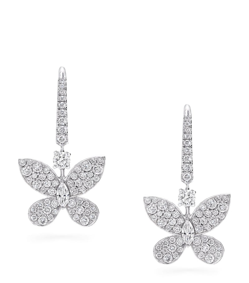 Graff white gold diamond butterfly drop earrings - British product