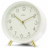 Acctim Fossen white alarm clock with gold feet - British product