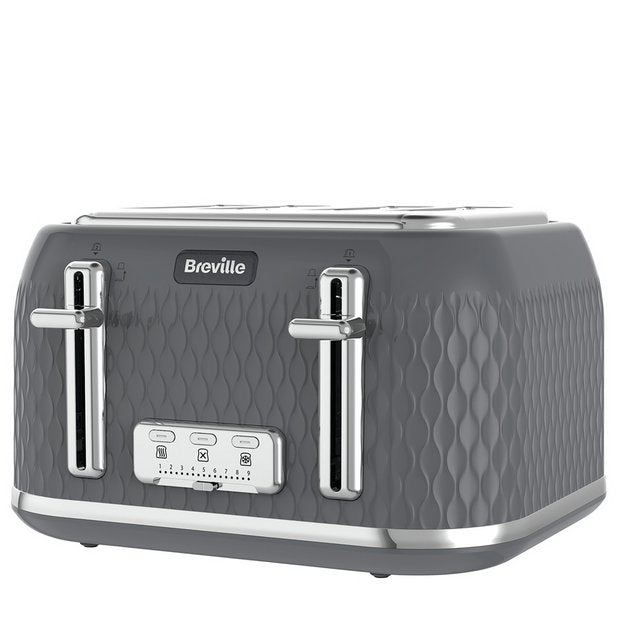 Breville Curve 4-slice toaster grey and chrome, imported from the UK