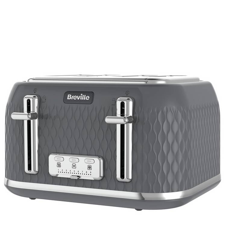Breville Curve 4-slice toaster grey and chrome, imported from the UK