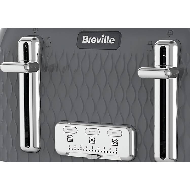 Breville Curve 4-slice toaster grey and chrome, imported from the UK