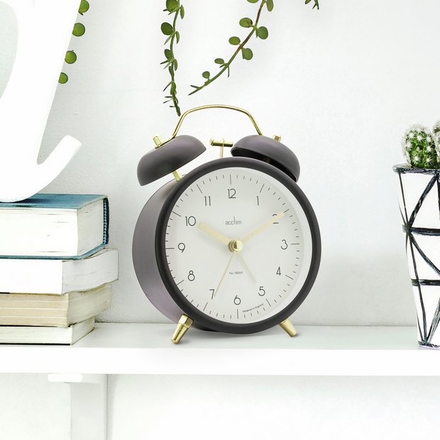 Acctim double bell alarm clock black (British brand)