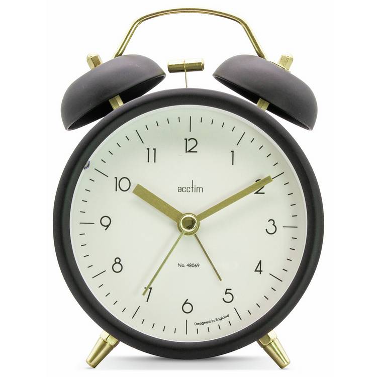 Acctim double bell alarm clock black (British brand)