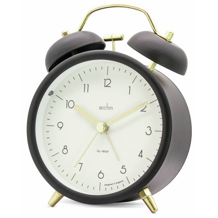 Acctim double bell alarm clock black (British brand)
