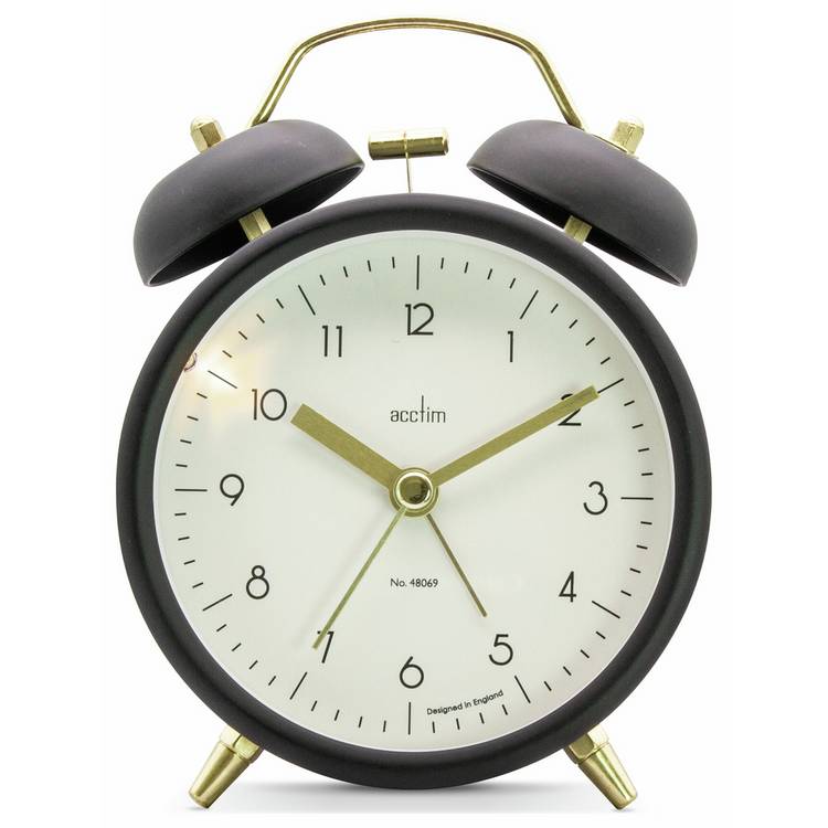 Acctim double bell alarm clock black (British brand)