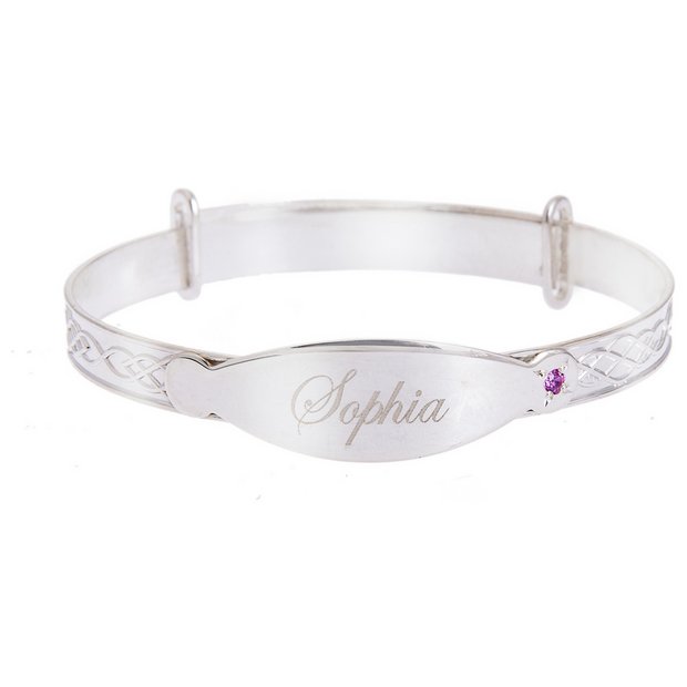 Revere sterling silver baby bangle with cubic zirconia, imported from the UK