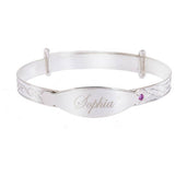 Revere sterling silver baby bangle with cubic zirconia, imported from the UK