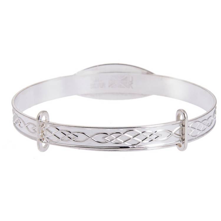 Revere sterling silver baby bangle with cubic zirconia, imported from the UK
