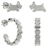 Argos Radley Silver Plated Heart and Dog Huggie Stud Earrings - Set of 2- Buy online at McGrocer