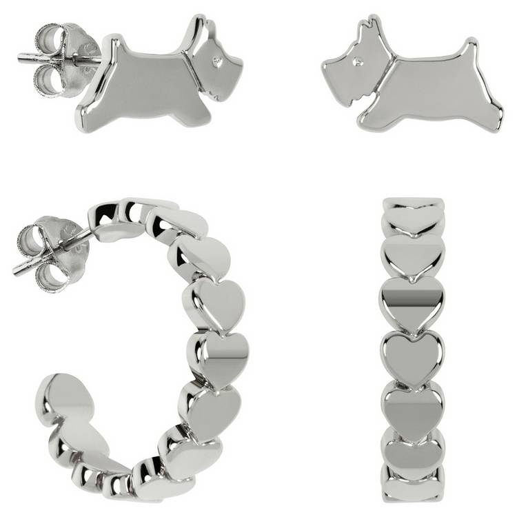 Radley silver-plated heart huggie earrings, imported from the UK