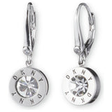 DKNY silver plated crystal drop earrings 10mm width 20mm drop, imported from the UK