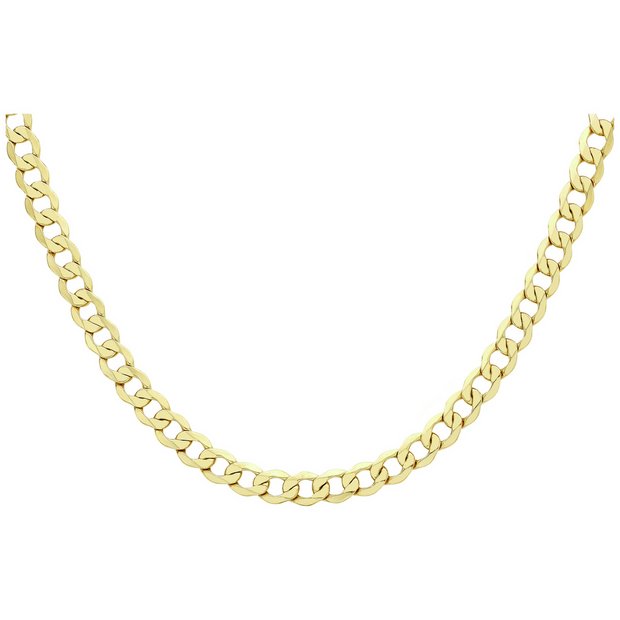 Revere 9ct yellow gold diamond cut curb chain 61cm - British product