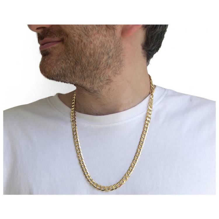 Revere 9ct yellow gold diamond cut curb chain 61cm - British product