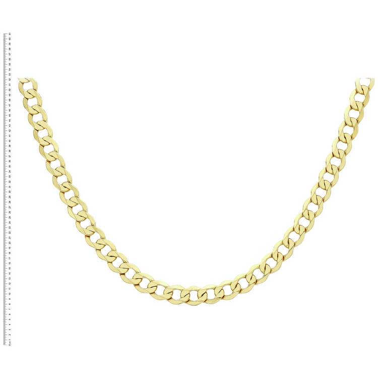 Revere 9ct yellow gold diamond cut curb chain 61cm - British product