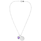 Revere sterling silver personalisable pendant with February birthstone (British brand)