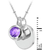 Revere sterling silver personalisable pendant with February birthstone (British brand)