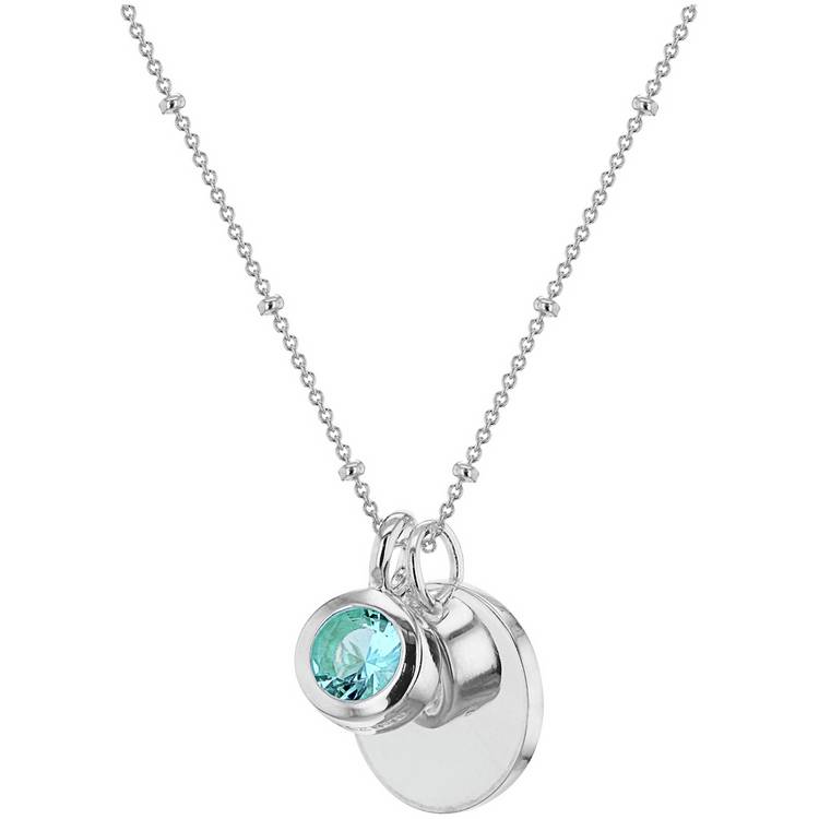 Revere sterling silver pendant with March birthstone cubic zirconia - British product