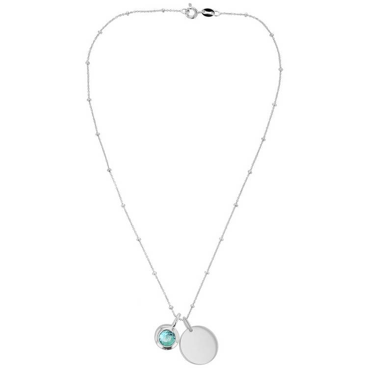Revere sterling silver pendant with March birthstone cubic zirconia - British product