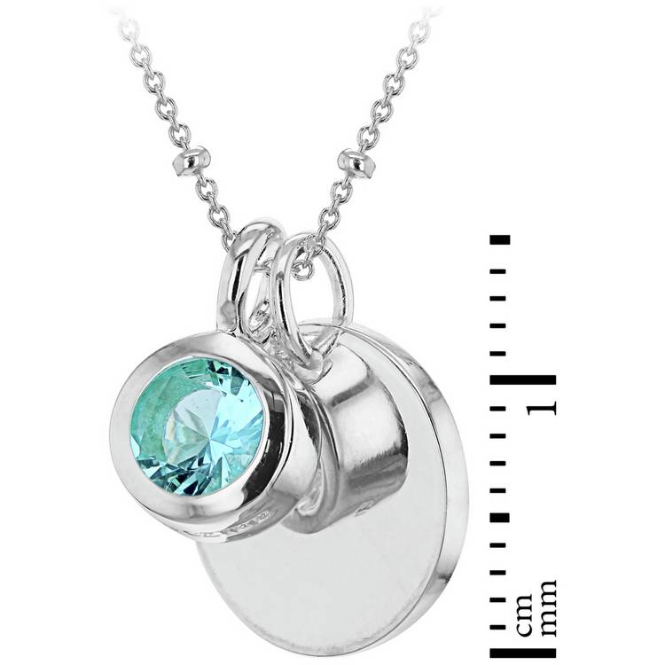 Revere sterling silver pendant with March birthstone cubic zirconia - British product