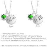 Revere personalised cubic zirconia pendant May birthstone, UK version