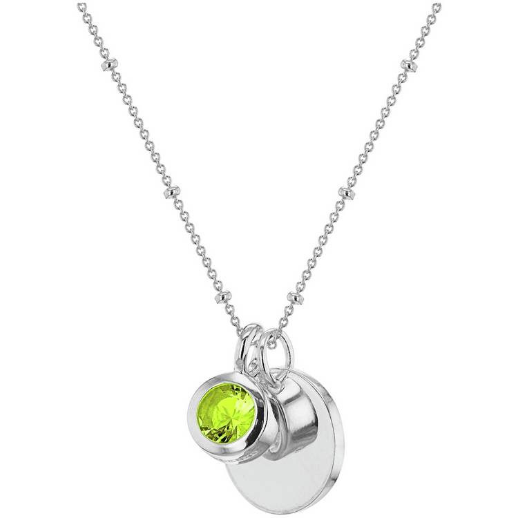 Revere sterling silver pendant with August birthstone and engravable disc (British brand)