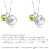 Revere sterling silver pendant with August birthstone and engravable disc (British brand)