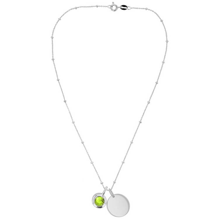 Revere sterling silver pendant with August birthstone and engravable disc (British brand)