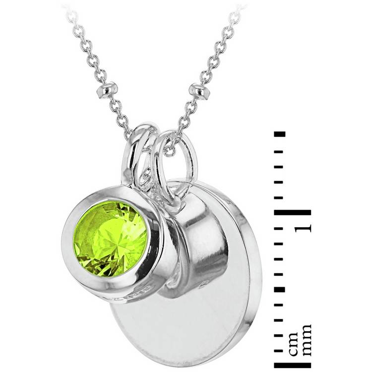 Revere sterling silver pendant with August birthstone and engravable disc (British brand)