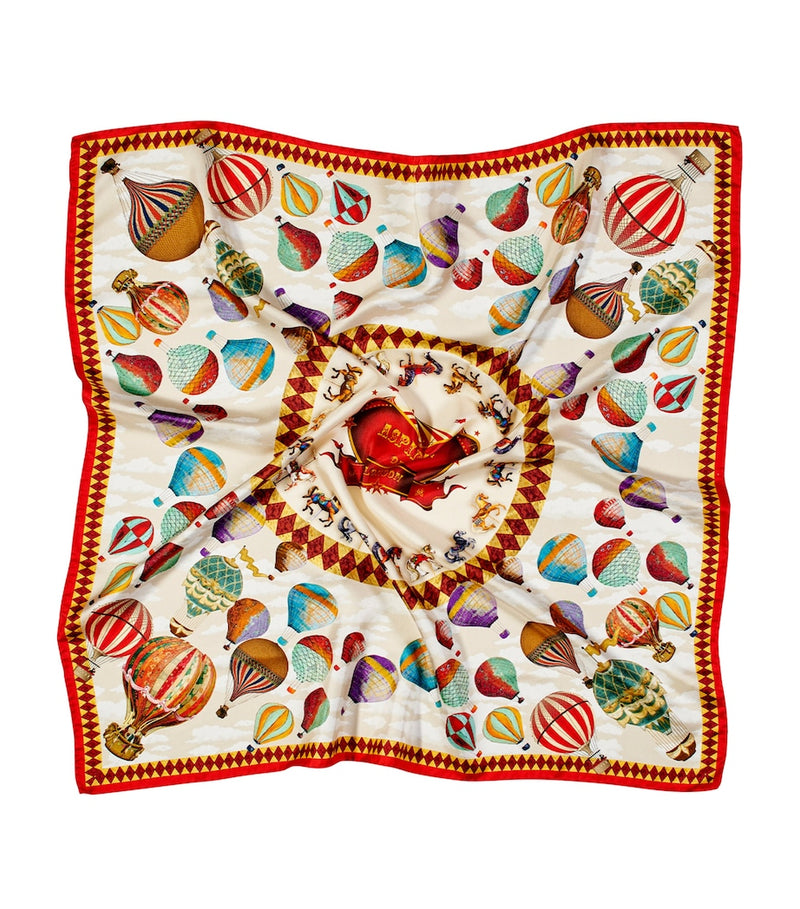 Aspinal of London hot air balloon print silk scarf - British product