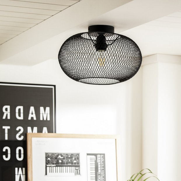 Habitat Tumba mesh flush ceiling light black 32cm (British brand)