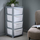 Argos Home 4 drawer plastic storage drawers grey white, UK version
