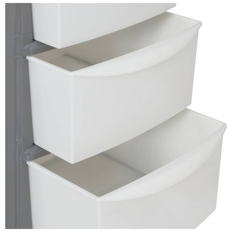 Argos Home 4 drawer plastic storage drawers grey white, UK version