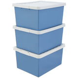 Argos Home blue storage boxes 27L with clip-on lids, imported from the UK