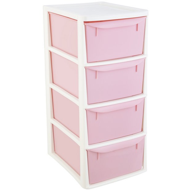 Argos Home pink plastic drawer tower (British brand)