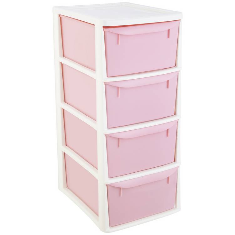 Argos Home pink plastic drawer tower (British brand)