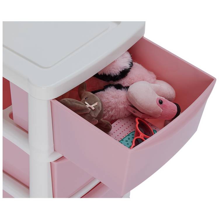 Argos Home pink plastic drawer tower (British brand)