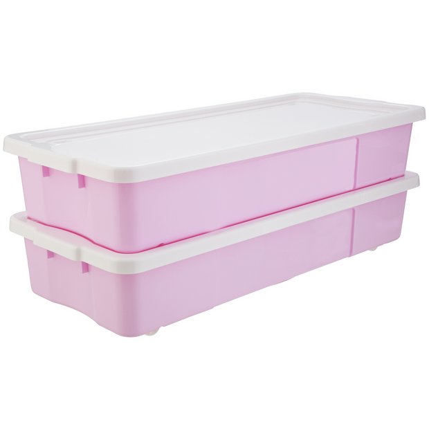 Argos Home underbed storage boxes pink 2x45L, UK version