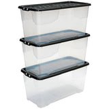 Argos Strata Curve 3 x 80L Plastic Storage Boxes with Lid Clear- Buy online at McGrocer