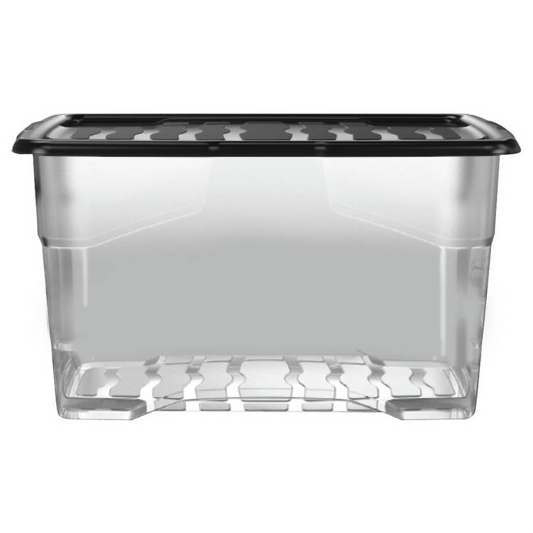 Strata plastic storage boxes 80L 3-pack clear, imported from the UK